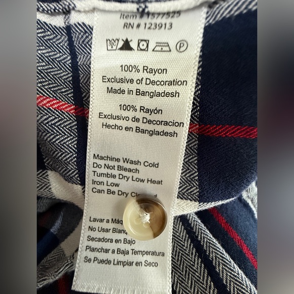 JACHS‎ Girlfriend Cap Sleeve Plaid Button Down Top Sz Medium - Picture 6 of 7